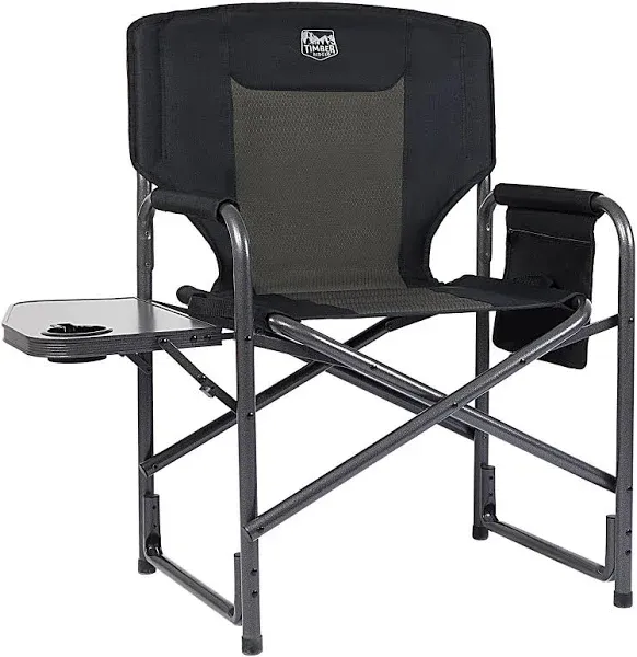 TIMBER RIDGE Lightweight Oversized Camping Chair Portable Aluminum Directors Chair with Side Table for Outdoor Camping