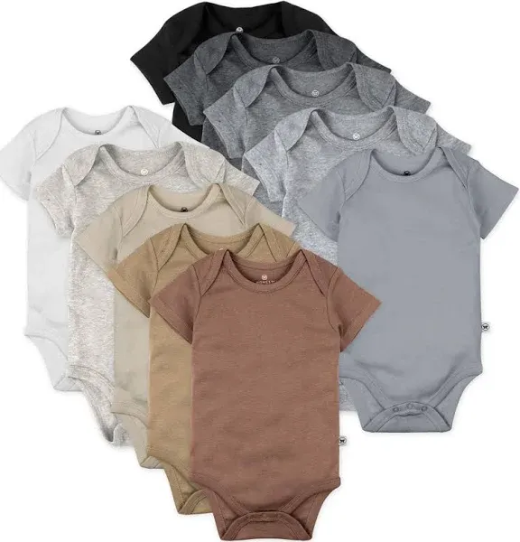 Honestbaby 10-Pack Short Sleeve Bodysuits One-Piece 100% Organic Cotton for Infant Baby Boys