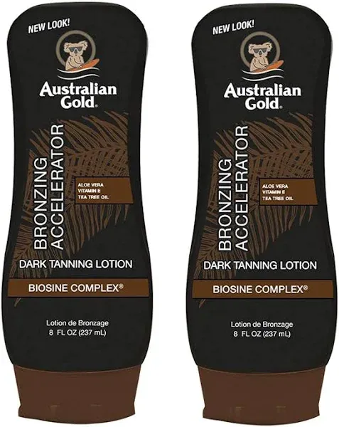 Australian Gold Dark Tanning Accelerator Lotion with Bronzer, 8 Ounce, New Packa