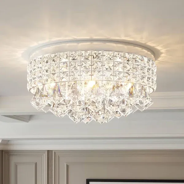 Maxax 4 - Light 15'' Crystal Metal Flush Mount