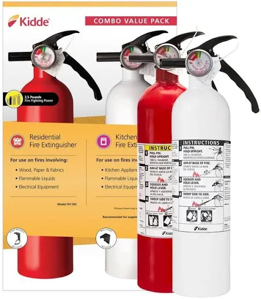 (2-Pack) Kidde 1-A:10-B:C Recreation And 10-B:C Kitchen Fire Extinguisher