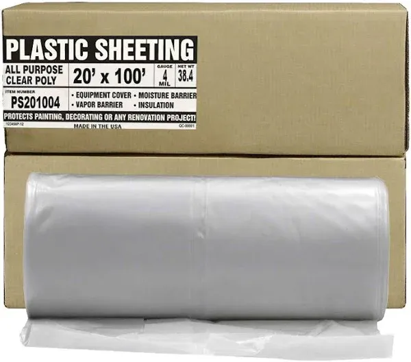 Ps201004 Clear All Purpose Poly Sheeting Extra Strong 4 Mil 20&#039; X 100&#039;