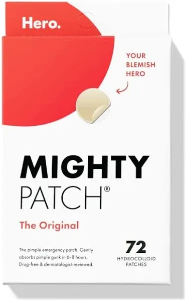 Mighty Patch by Hero Cosmetics Original Acne Treatment Pimple Patches with Hydrocolloid, 24 Count