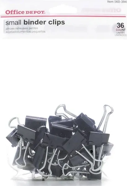 Office Depot Small Black/Silver Binder Clips 12 pk