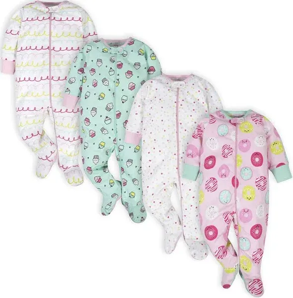 Onesies Brand baby-girls 4-Pack Sleep 'N Play Footies Multi Pack