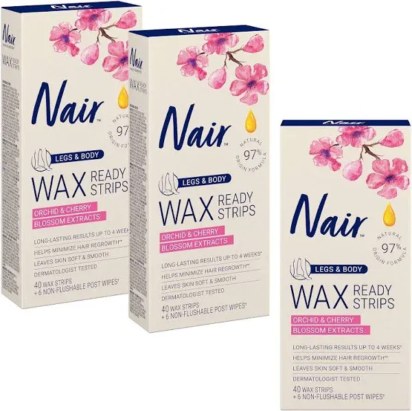 Nair Wax Ready-Strips Hair Remover for Face and Bikini - 40 count