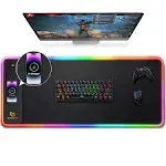 RGB Gaming Pad,15W Wireless Charging Mousepad with 10 Light Modes, Large Mous...