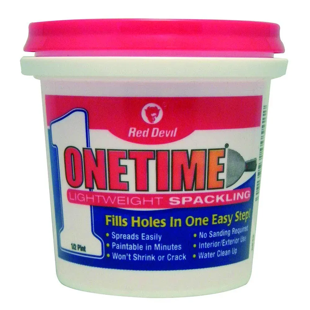 Red Devil 0542 ONETIME Lightweight Spackling, 1/2 Pint, Pack of 12, White, 12 Pack