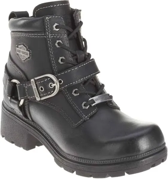 Harley Davidson Women's Tegan Lace Up Boots (Black Leather) - Size 9.0 M