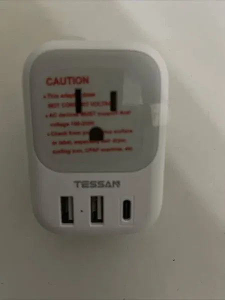 (2-Pk) Tessan European Travel Plug Adapter w/4 AC Outlets 3 USB Port TS-161-EU-C