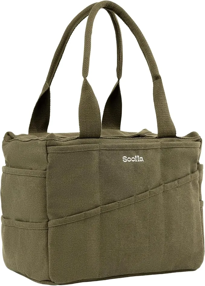 Studio Bag: Washable Art Supply & Pottery Clay Tool Bag, 30 Pockets, 15 Colors, Artist Gift Bag (Forest Green)