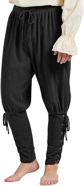 Men's Ankle Banded Pants Medieval Viking Navigator Pirate Costume Trousers Renaissance Gothic Pants