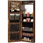 Jewelry Cabinet Armoire with Mirror Brown