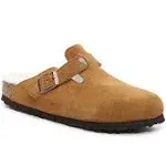 Birkenstock Women's Boston Suede Shearling-Lined Clogs, Womens, 8, Mink