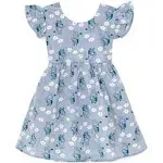 Bluey Floral Toddler Girls Chambray Skater Dress Blue 4T