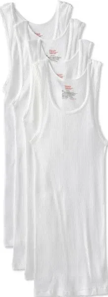 Hanes Men's 4-Pack FreshIQ Tanks, White, X-Large