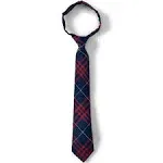 Lands' End School Uniform Kids Pre Tied Tie - Small - Hunter/classic Navy Plaid