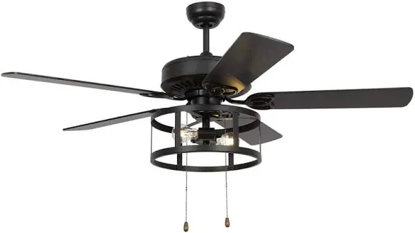 52" Urbana Downrod Mount Reversible Industrial Ceiling Fan with Lighting and Pull Chain