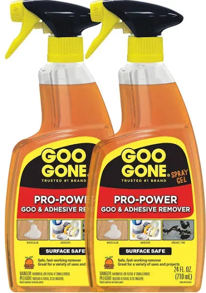 Goo Gone Pro-Power Spray Gel Adhesive Remover - 24 Ounce (2 Pack) - Surface Safe, Great Cleaner, No Harsh Odors, Removes Stickers, Can Be used On