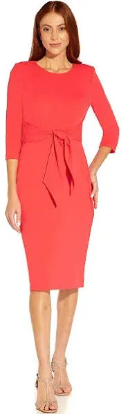 Adrianna Papell Women's Tie Waist Crepe Sheath Dress