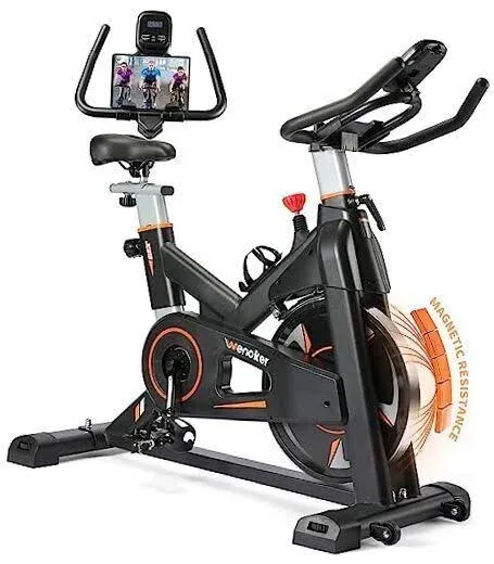 Exercise Bike, WENOKER Stationary Bike for Home, Indoor Bike with Silent Belt Drive, Heavy Flywheel, Comfortable Seat Cushion and Upgraded LCD