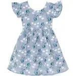 Bluey Floral Toddler Girls Chambray Skater Dress Blue 5T