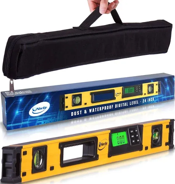 Smart Level 24 Inch Digital Level - Shefio Level: Blending Accuracy And Practicality - IP54 Dust And Waterproof Electronic Level Tool, Master Precision, With Batteries & Case - 24 Inch Smart Level