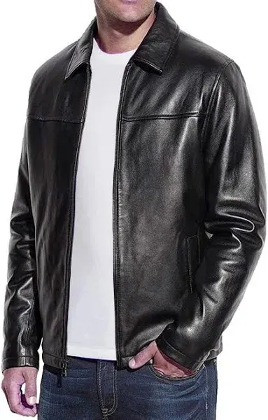 Perry Ellis Men's Classic Leather Jacket