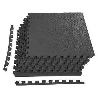 Balancefrom Puzzle Exercise Mat with EVA Foam Interlocking Tiles Black