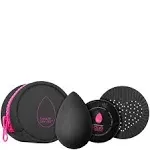 Beautyblender® | Besties Charcoal Blend & Cleanse 4-Piece Starter Set, Pro Black Makeup Sponge + Solid Charcoal Cleanser .558 oz + Silicone Scrub Mat + Travel Case, Made in USA, Vegan, Cruelty Free