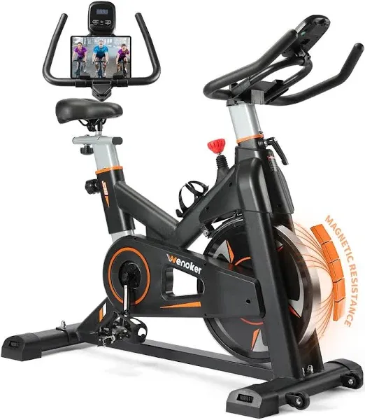 Exercise Bike, WENOKER Stationary Bike for Home, Indoor Bike with Silent Belt Drive, Heavy Flywheel, Comfortable Seat Cushion and Upgraded LCD