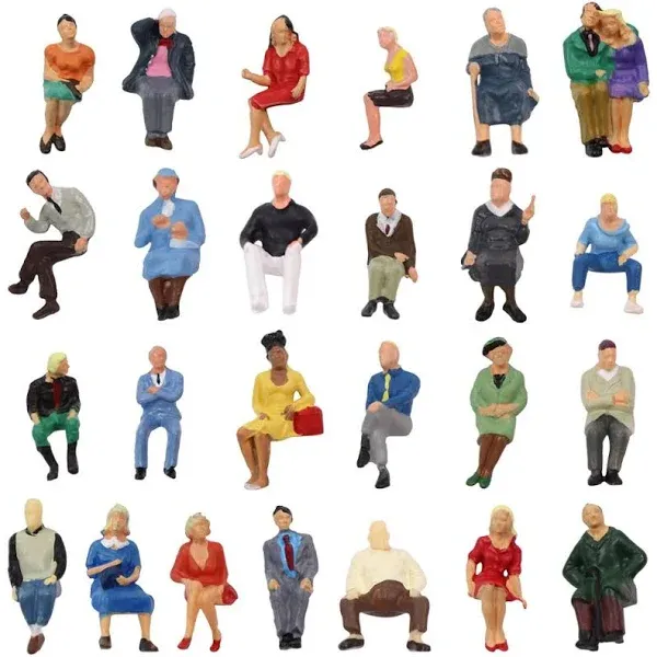 P4806 25 pcs All Seated Figures O Gauge 1:50 Scale Painted People 2.59-3.28cm or