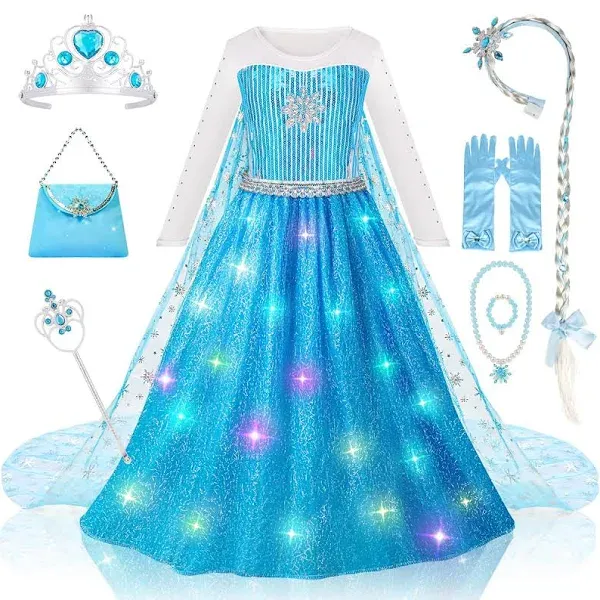 Meland Princess Dresses for Girls - Princess Costume with Long Cape for Girls Age 3-8 Year Old for Birthday Halloween Party