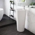 Swiss Madison Pedestal Sink Circular Freestanding Ceramic Glossy White Free Ship