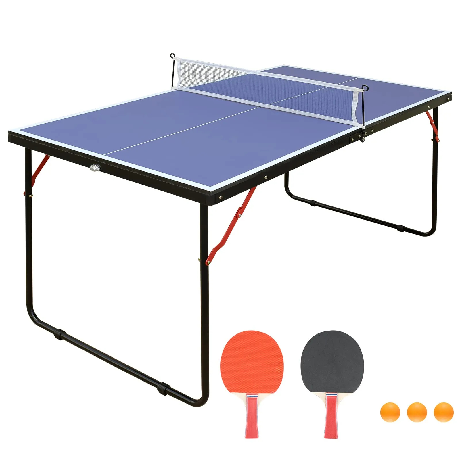 Portable Ping Pong Table Set with Net and 2 Ping Pong Paddles for Indoor Game