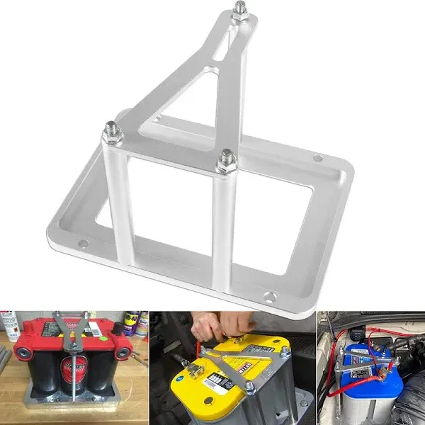 Universal Battery Tray Hold Down - Billet Aluminum Trunk Relocation Box Fit f...