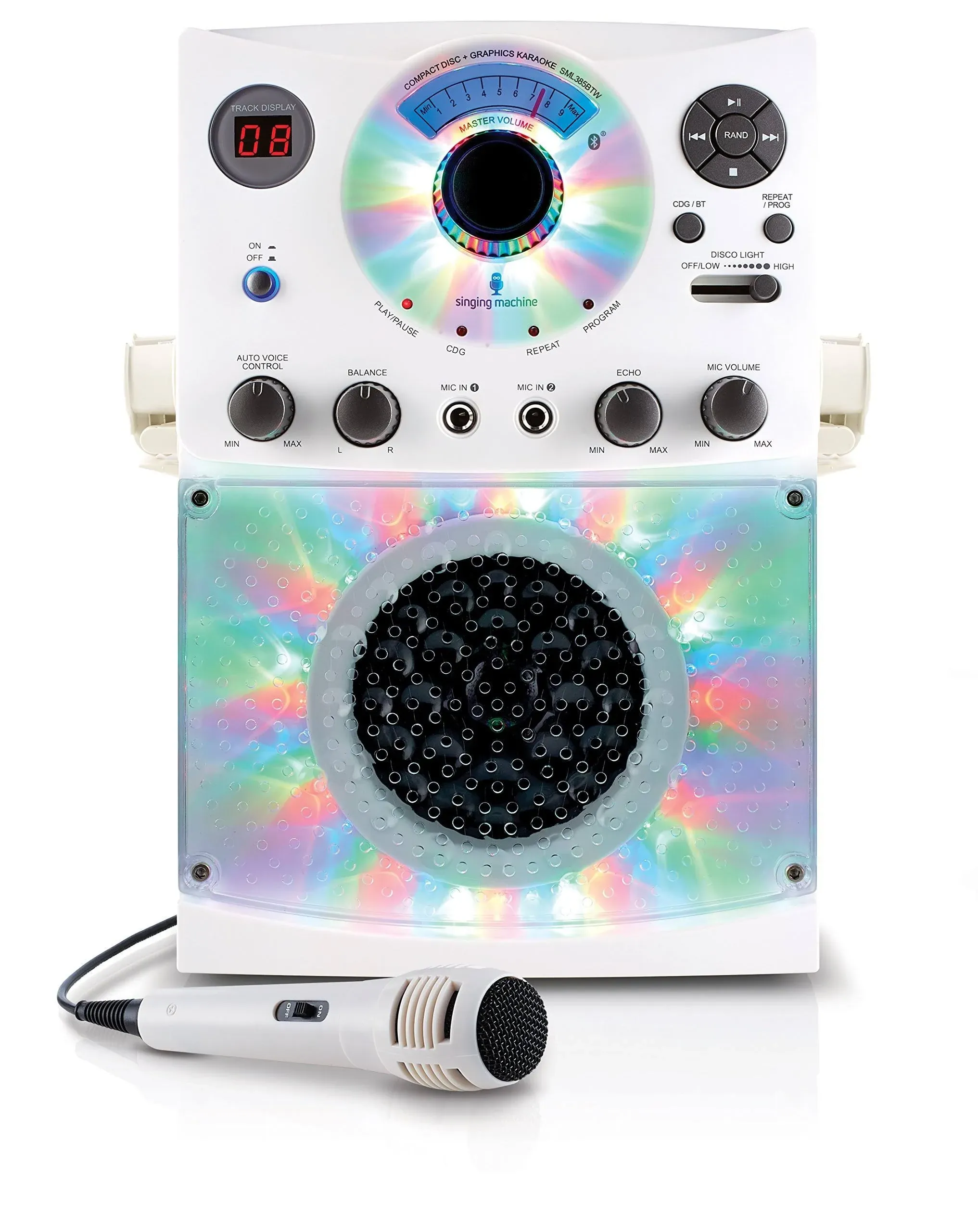 Singing Machine SML385BTW Karaoke System with LED Disco Lights, CD+G, and ...