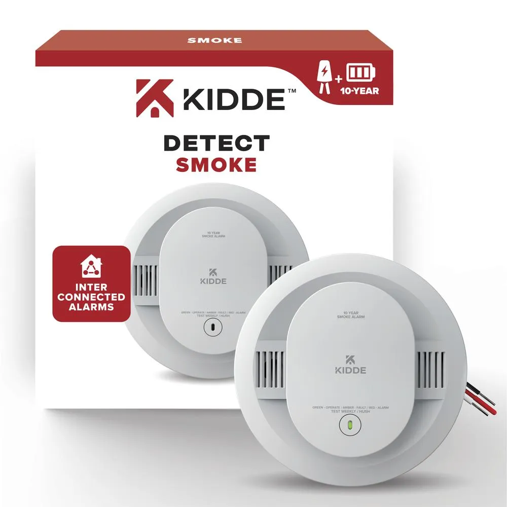 Kidde Hardwired Smoke Detector 10-Year Battery Backup