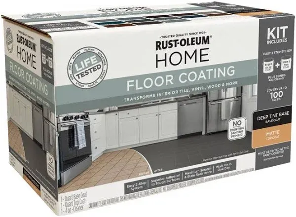 Rust-Oleum Home 360100 Deep Tint Base/ Matte Top Coat Floor Coating Kit - NEW!