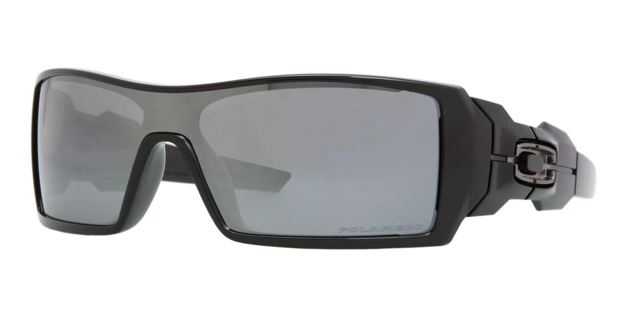 Oakley Oil Rig® Black Iridium Lenses, Polished Black & Silver Ghost Text Frame Sunglasses | Oakley®