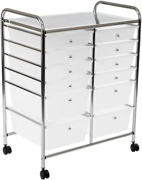 Yaheetech 12-Drawer Storage Cart Organizer with Lockable Wheels