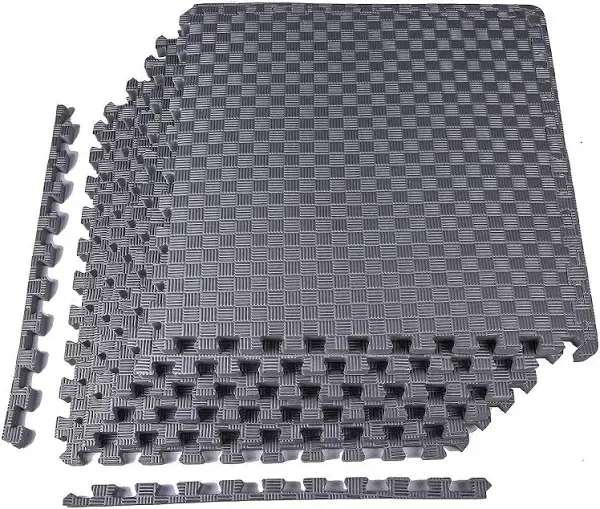 Signature Fitness Puzzle Exercise Mat with EVA Foam Interlocking Tiles for MMA, 