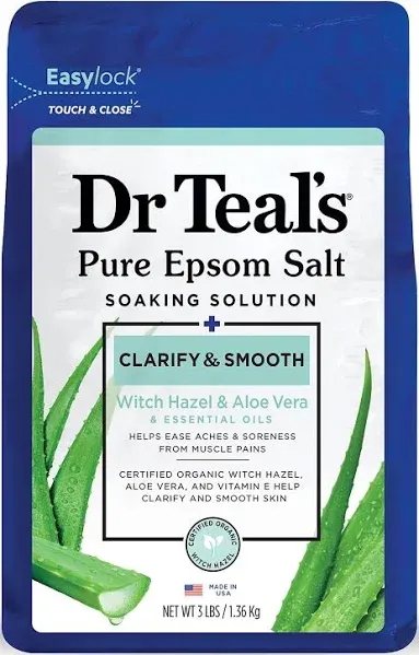 Dr Teal's Epsom Salt Bath Soak - Relieves Aches, Nourishes Skin with Aloe & Witch Hazel - 3 lbs