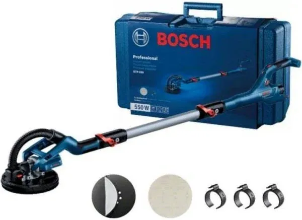 Bosch Professional GTR 55-225 Drywall Sander (550 Watt, Sanding Disc Diameter 215 mm, Includes 1 x Sanding Sheet M480, 1 x Soft Sanding Disc Set, 3 x Cable Clips, in Craftsman's Case