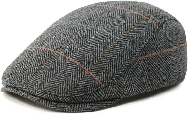 Men Wool Blend Flat Cap Tweed Newsboy Ivy Hat