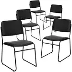 Flash Furniture 5 pk. Hercules Series 1000 lb. Capacity High Density Black Vinyl Stacking Chair with Sled Base