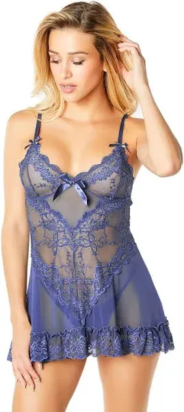 Valentine Lacey Babydoll With G-String-White X-Large-Hangin<wbr/>g