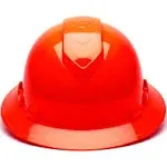 Pyramex HP54141V Ridgeline Vented Full Brim Hard Hat - 4-Point Ratchet Suspension - Hi-Vis Orange