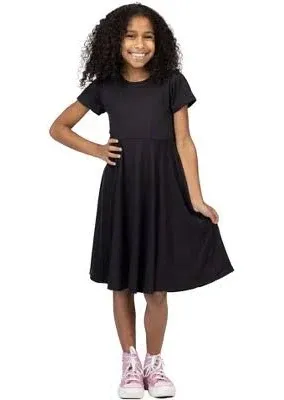 24seven Comfort Apparel Girls Flowy Short Sleeve Dress