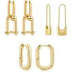 SLOONG Y2K Gold Plated Chunky Ball U Shape Pin Earrings